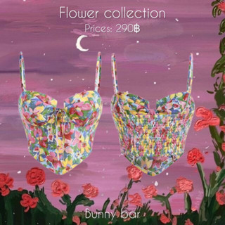 Flower collection สายเดี่ยวใส่ไปทะเล เสื้อลายดอกผูกไหล่ ทะเล  pre order