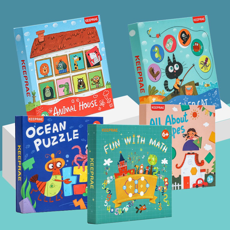 * ออกบิล (ทักแชท) บอร์ดเกมจับคู่แม่เหล็กปริศนา 3in1 Animal House,Ocen Puzzle,Shape,Fun