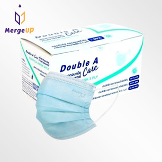 [กล่อง 50 ชิ้น] หน้ากากอนามัย Double A Care 3 ชั้น สีฟ้า หน้ากาก ทางการแพทย์ VFE, BFE, PFE แมสผู้ใหญ่ แมสฟ้า