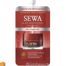 SEWA Rose Whitening Day Cream SPF50+ PA++++ 8g เซวา โรเซ่ ไวเทนนิ่ง เดย์ ครีม บำรุงผิวหน้า กันแดด แบบซอง (1ซอง)