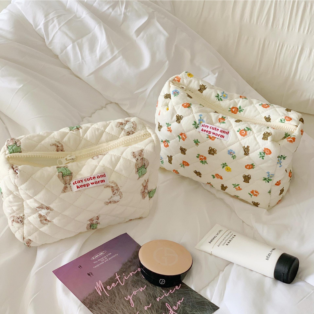 (พร้อมส่ง🧸) 𝘉𝘦𝘢𝘳 𝘤𝘶𝘵𝘦 กระเป๋ามีซิป กระเป๋าเครื่องสำอางค์ น่ารัก