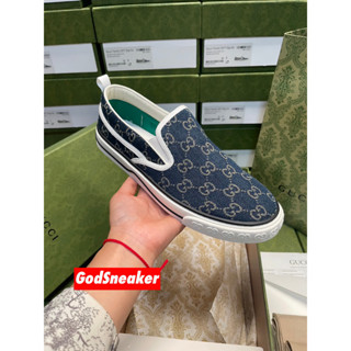 [ พร้อมส่ง ] Gu-cci Slip On Blue denim Size 36 - 45 [ ORI ]