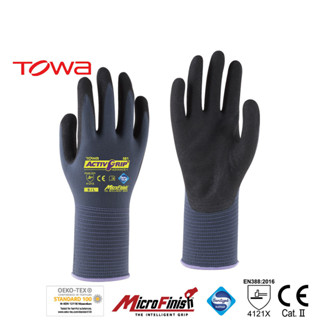 ถุงมือถักเคลือบไนไตร TOWA™ รุ่น ActivGrip™ Advance 581 ถุงมือสัมผัสน้ำมัน ถุงมือกันลื่น