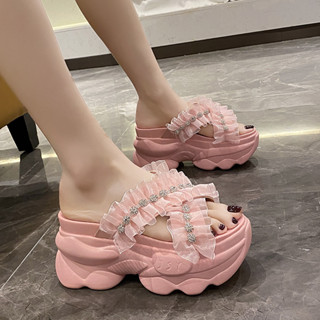 (M176)⛱️ส้นตึก สูง9cm/3.6นิ้ว Sz.34-39 (ดำ,ชมพู,ขาว)**พรีออเดอร์