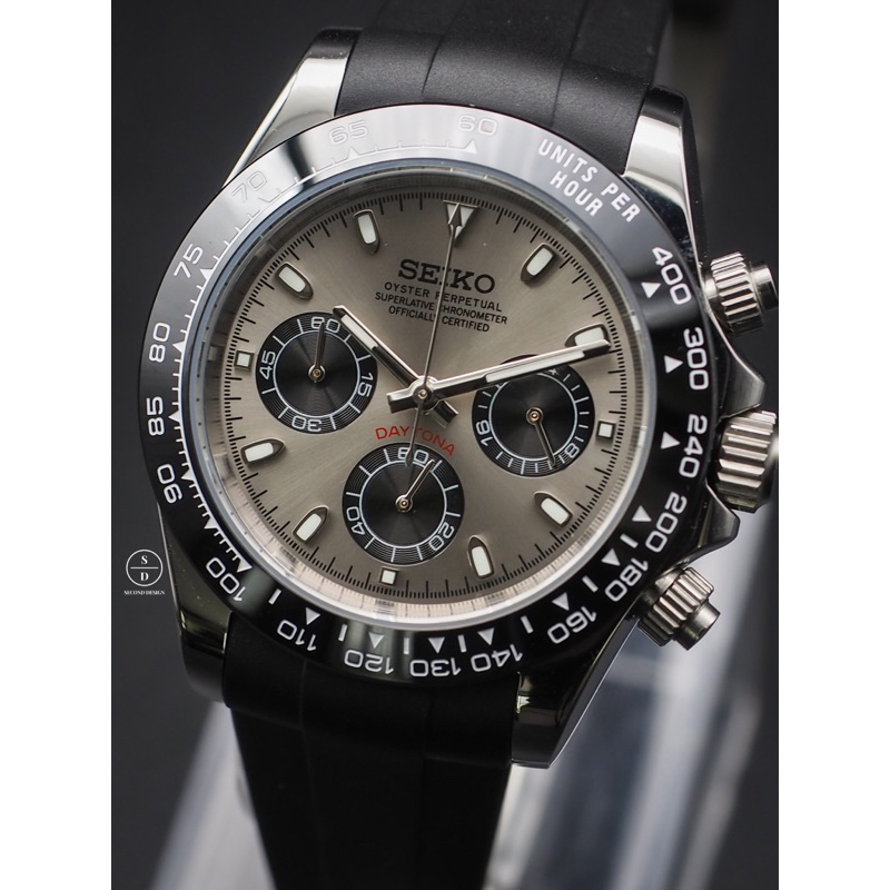 Seiko Mod Daytona Silver White Gold Ceramic (Daytona Edition) ⚫️⚪️