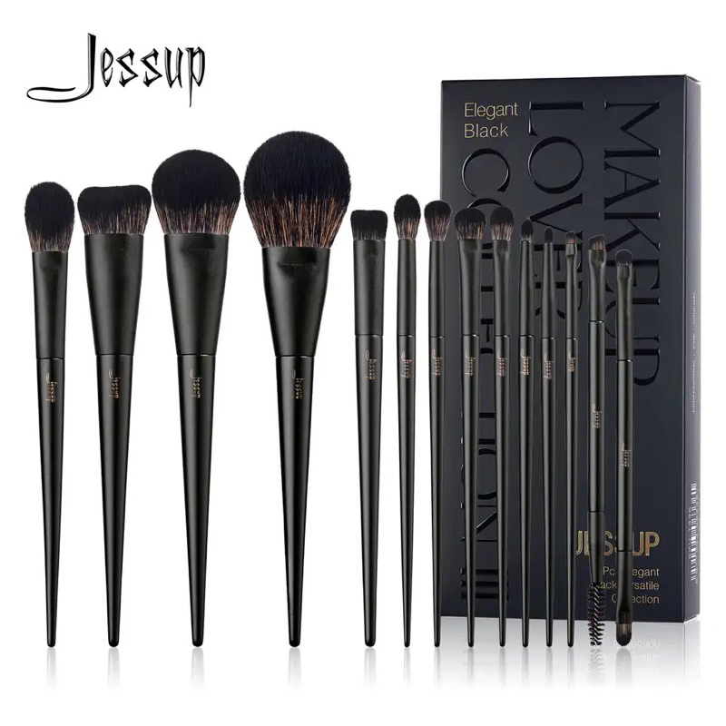 [JESSUP] ส่งฟรี ‼️ Jessup 14pcs elegant black versatile แปรงแต่งหน้า 14ชิ้น