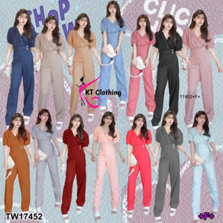 TwinsShopVip💗พร้อมส่ง TW17452 Jumpsuit จั้มสูทขายาวอกจับจีบ