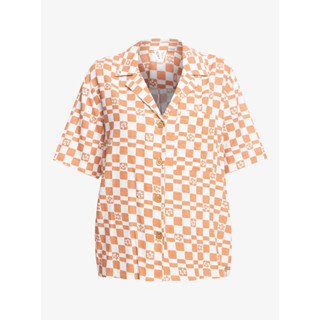 Roxy เสื้อเชิ้ตลำลอง  Womens Aloha Sunset Check Short Sleeve Shirt 231 ERJWT03578-WBK8