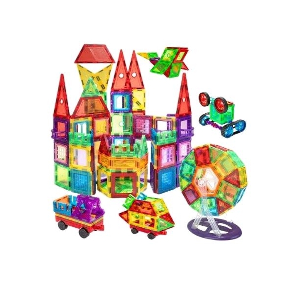 บล๊อกตัวต่อแม่เหล็ก 3 มิติ (พร้อมส่ง!!!!! ) Magnetic tiles3D พร้อมล้อรถ และวงเวียนชิงช้าสวรรค์