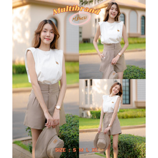 fairyangelstore - เซ็ตเสื้อยืดแขนกุดกางเกงน้ำตาลแถมหมวก(MB5031) #พร้อมส่ง #ชุดเซ็ทสวย #ชุดเซ็ทน่ารัก #ชุดเซ็ทแฟชั่น #ใส่