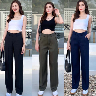 กางเกงรุ่นตะขอหน้า ขากระบอก เอวสูง S-6XL