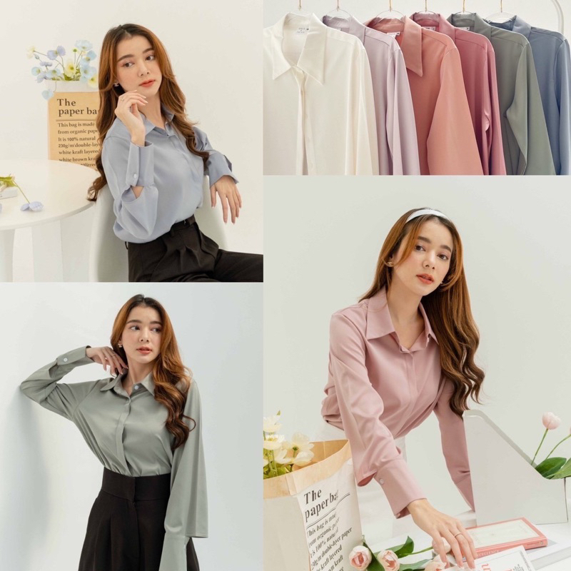 Onceandtwice | Pumpkin Shirt V.2 (พร้อมส่ง) เสื้อเชิ้ตที่ผ้านุ่มที่สุด มีดีเทลที่ปลายแขน เสื้อเชิ้ตทำงาน มี 7 สี