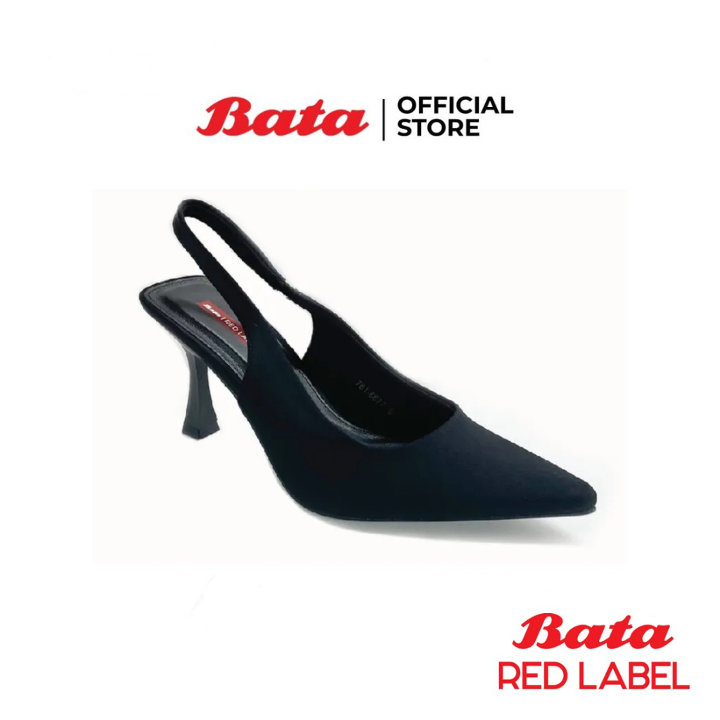 Bata Red Label บาจา รองเท้าส้นสูงรัดส้น ใส่ปาร์ตี้ ออกงาน แฟชั่น ดีไซน์เรียบร้อยหรู สูง 3.5 นิ้ว สำหรับผู้หญิง สีดำ 7616677