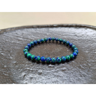 [ราคาพิเศษ] AZ1 สร้อยข้อมือหิน กำไลหิน Azurite-Malachite อซูไรต์  มาลาไคท์  มิล. โทนน้ำเงิน-เขียว