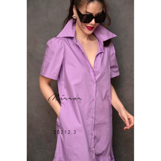 MaFRy SHiRT DRESS•• เดรสเชิ้ตแขนสั้นไหล่จับจีบยกเบาๆ ทรงใส่ง่ายสบายๆแต่มีความเก๋ กระดุมผ่าหน้าเปิดปิดได้จนสุด