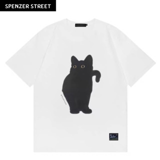 Spenzer.street | 🖤  Black cat เสื้อโอเวอร์ไซส์ เสื้อผ้าสตรีท เสื้ออปป้า เกาหลี เสื้อy2k ทราวิส 2pac ฮิต 2023 มาใหม่