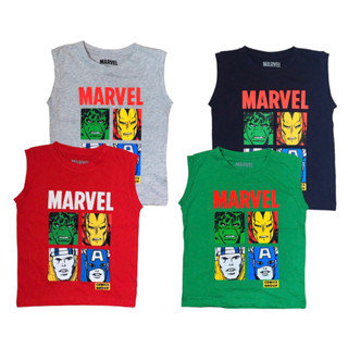 Marvel เสื้อยืดเด็กกล้าม เสื้อยืดแขนกุด ลายรวมซุปเปอร์ฮีโร่มาร์เวล2-12ขวบ