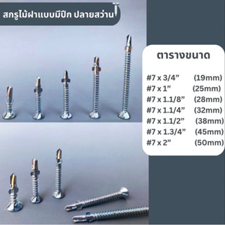 (ถุงละ100ตัว) สกรูยิงไม้ฝาหัวจม ปลายสว่านมีปีก / ไม่มีปีก สกรูปลายสว่านยึดไม้ฝา