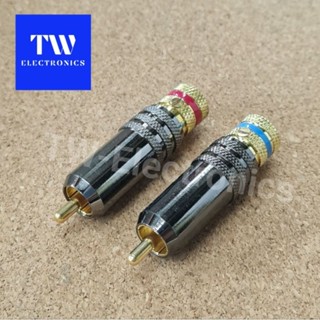 หัวRCAตัวผู้ ท้ายขันน็อต สำหรับสายใหญ่(8-9 mm),ขั้วต่อRCA,หัวAV,หัวAudio,ปลั๊กRCA,RCA Male