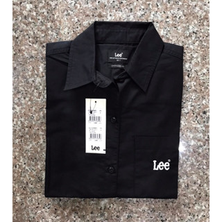 Lee เสื้อเชิ้ตแขนยาวผู้หญิง Cotton 100% สีดำ      ผ้าไม่ยืด ของแท้จากSHOP