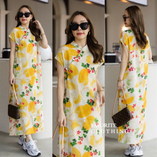 🌈🌿🌼🌺🌸🧡💚🇰🇷Floral CHN Collar Maxi Dress