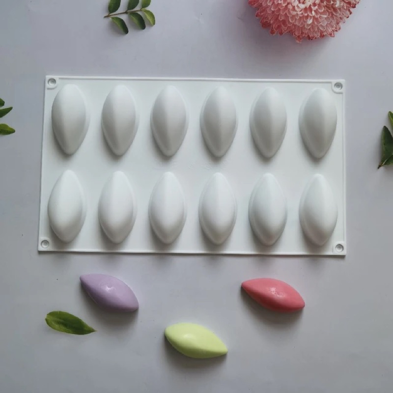 แม่พิมพ์ซิลิโคน วงรี เมล็ดข้าว Quenelle 12 ช่อง