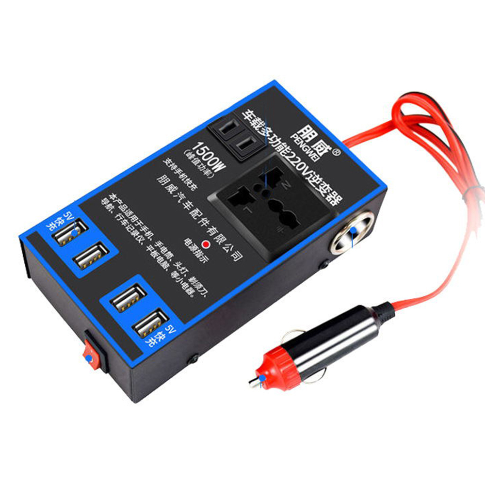 อินเวอร์เตอร์ในรถยนต์ ตัวแปลงไฟ 12V 24V เป็น 220V ที่ชาร์จซ็อกเก็ตรถบรรทุกอเนกประสงค์ อินเวอร์เตอร์ อินเวอร์เตอร์พาวเวอร์ซัพพลาย 1500W