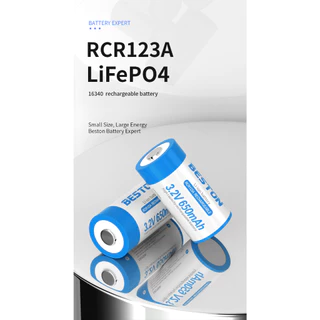 ถ่านชาร์จ BESTON RCR123A 650mAh 2 ก้อน คุณภาพสูง ราคาถูก
