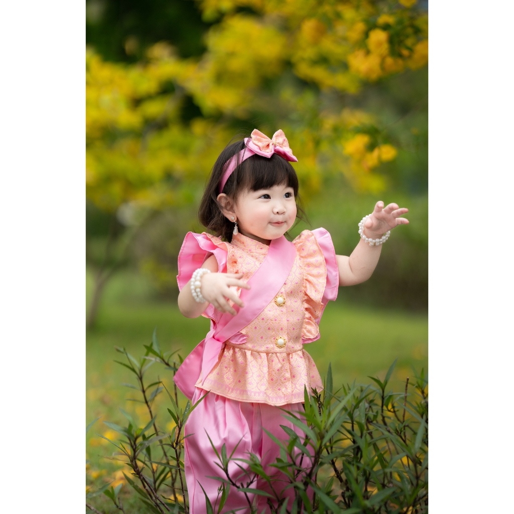 Thai Outfits Girl 2Pcs ชุดไทยเด็กหญิง เทพี เสื้อ+กางเกง (Link 8)
