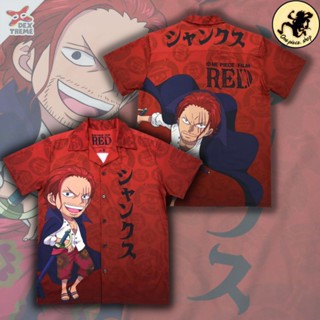 One piece เสื้อฮาวาย วันพีซ ลาย จักพรรดิ ผมแดง