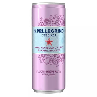 ซานเพลลีกรีโน น้ำแร่โซดารสเชอร์รี่และทับทิม 330มล. - San Pellegrino brand Essenza Dark Morello Cherry&amp;Pomegranate 330ml