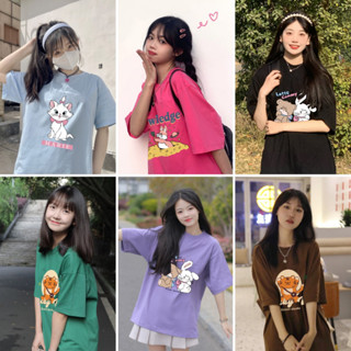 COD💜cute💜PBTB017 เสื้อยืดอนิเมะสไตล์ญี่ปุ่นแฟชั่นผู้หญิง เสื้อ￼นักเรียน oversize คอกลมแขนสั้นลำลอง เนื้อผ้านุ่มบางเบา