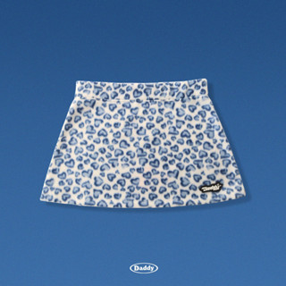 DADDY | Heart Leopard Skirt กระโปรงสั้นเอวต่ำ ผ้าลายเสือหัวใจ สีฟ้า