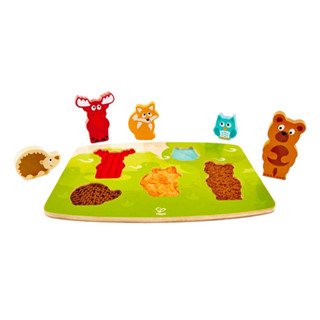 Hape ของเล่นไม้ ปริศนา ใครอยู่ในป่า Forest Animal Tactile Puzzle ของเล่น เสริมทักษะ สำหรับเด็ก 24 เดือนขึ้นไป