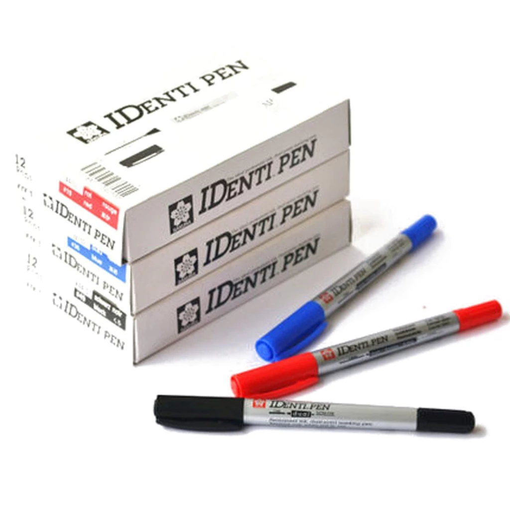 (6 ด้าม /12 ด้าม) ปากกาเคมี Sakura Identi pen กันน้ำ ลบไม่ได้ ปากกาเขียนแก้ว เขียนซีดี 2 หัว