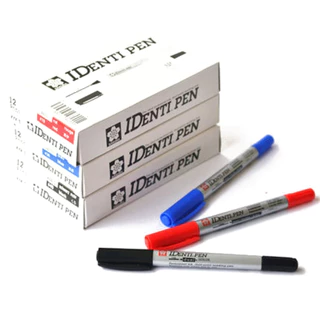 (6 ด้าม /12 ด้าม) ปากกาเคมี Sakura Identi pen กันน้ำ ลบไม่ได้ ปากกาเขียนแก้ว เขียนซีดี 2 หัว