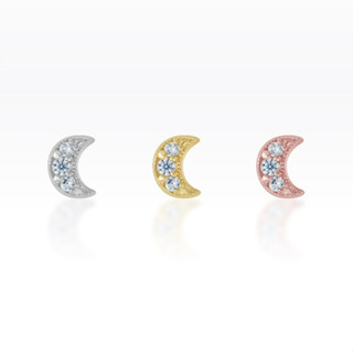 PiercingRoomByJay Mini Moon Flat Back เงินแท้