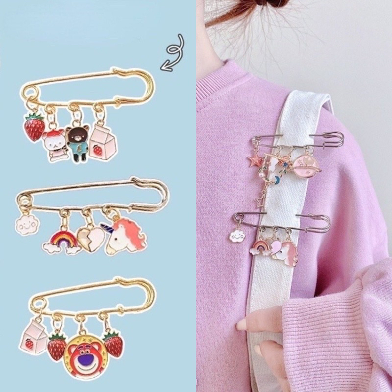 🇹🇭ร้ายไทย 🌈 เข็มกลัด สีพลาสเทล 🌈 มาใหม่🌟 เข็มกลัดสไตล์เกาหลีน่ารักลายการ์ตูน พร้อมส่งในไทย