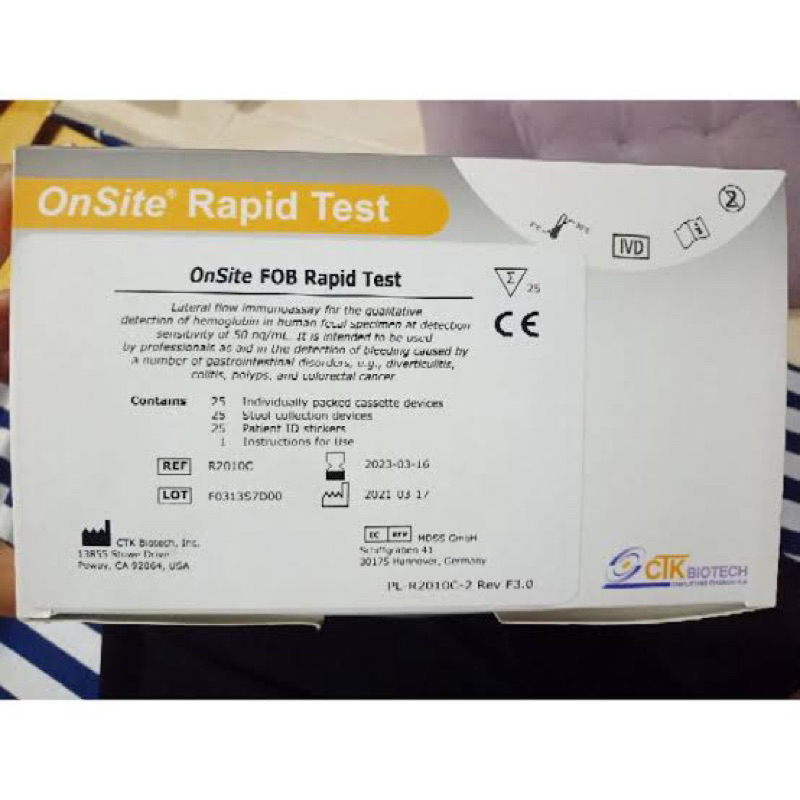 ชุดตรวจคัดกรองมะเร็งลำไส้ใหญ่ Fecal occult blood test