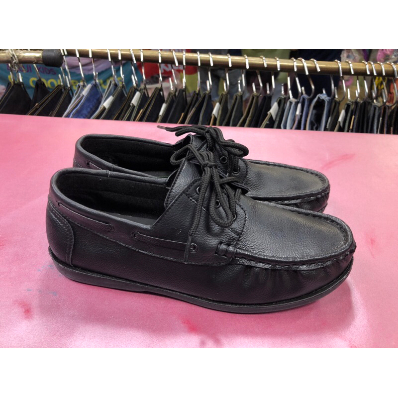 รองเท้าหนังทรงโบ๊ทชูสีดำล้วน size37-45