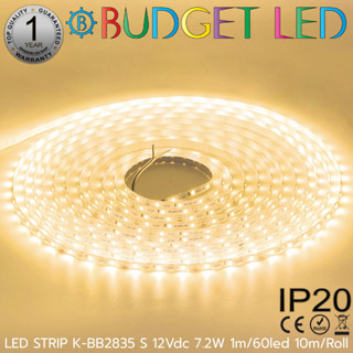 LED STRIP, K-BB2835-S-60-3000K DC-12V 7.2W/1M 60LED/1M IP20 Zig-Zag ยี่ห้อ BUDGET LED 10M/Roll  (ราคา/10เมตร)