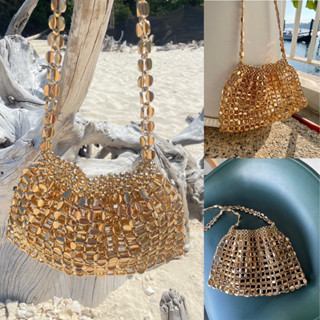 Nudeaholic 💚💙 Metallic in love bag งานกระเป๋าถักด้วยเม็ดเมททาลิค งานสวยแพงถือพอดีมือ แค่ยืนก็สวยแพงแล้วค่า