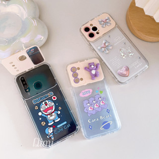 เคสขาตั้งลายการ์ตูนมาใหม่ปิดกล้องกระจก OPPO A15 A5 2020 A53 A5S A3S A77 A31 RENO5 RENO7Z RENO8T VIVO V23 Y17 Y12 S Y20