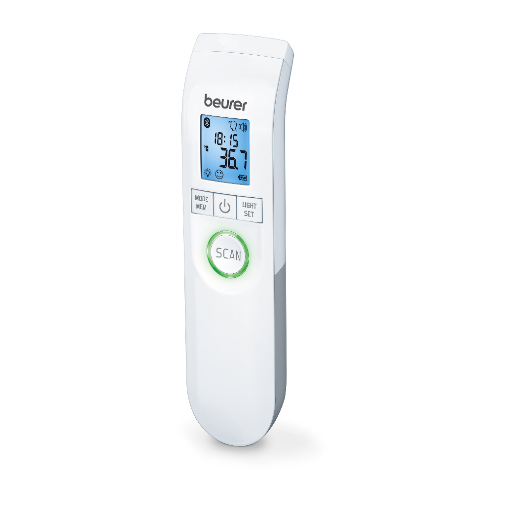Beurer เครื่องวัดอุณหภูมิ อุณหภูมิหน้าผาก วัตถุ อุณหภูมิห้อง บลูทูธ บอยเร่อร์ | Beurer Non-contact Thermometer รุ่น FT95