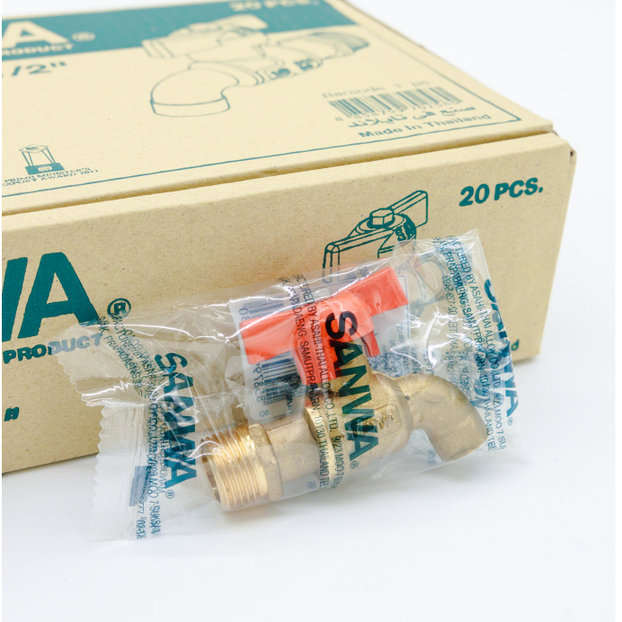 ก๊อกบอลมินิ ซันวา 1/2″ Sanwa  หางปลา ก๊อกน้ำทองเหลือง หัวมิกกี้เมาส์