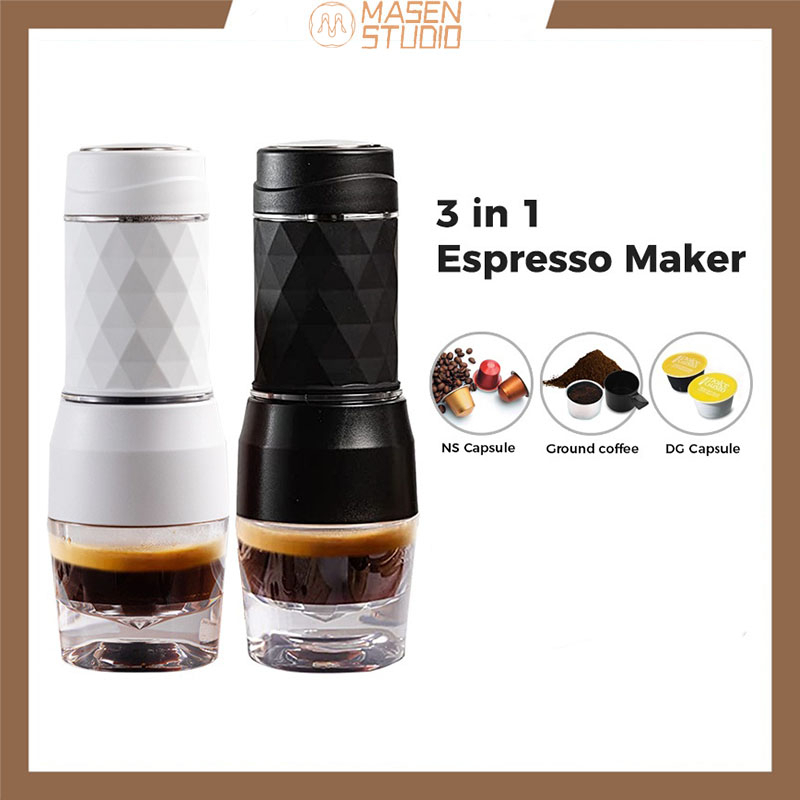 Masen ใหม่ล่าสุด!!  mini เครื่องชงกาแฟ Espresso เครื่องชงกาแฟเอสเพรสโซ่แบบพกพา 3 in 1 สําหรับ Nespresso แคปซูลกาแฟและผงกาแฟ เครื่องทำกาแฟสด espresso machine 18 bar เครื่องกดกาแฟ