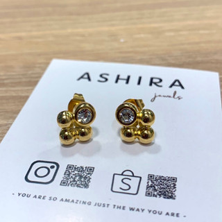 𝐴𝑆𝐻𝐼𝑅𝐴 (18k gold plated ) ต่างหูติดหู ต่างหูสายฝอ ต่างหูสีทอง ต่างหูน่ารัก ต่างหูแฟชั่น Minimal earrings zirconia stud