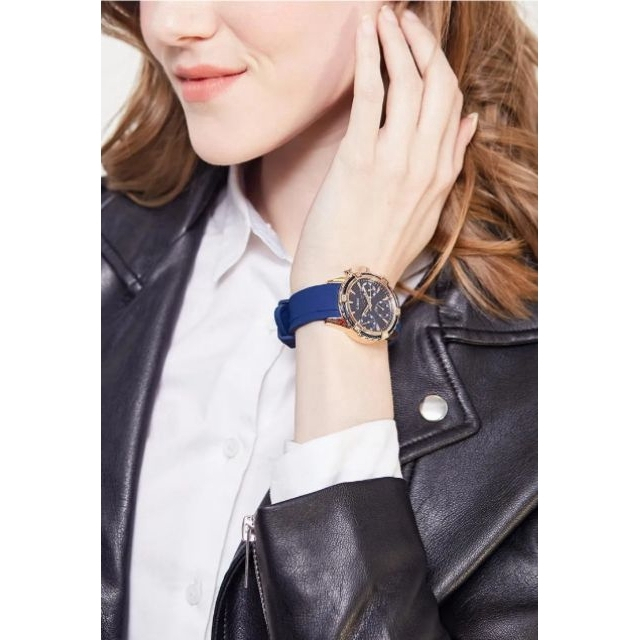 F.A ของแท้100% Guess round อะนาล็อกสีขาวหน้าปัดสีน้ำเงินผู้หญิงนาฬิกา W0562L1 W0562L2 W0562L3 35mm นาฬิกาแบรนด์ดังFA-14