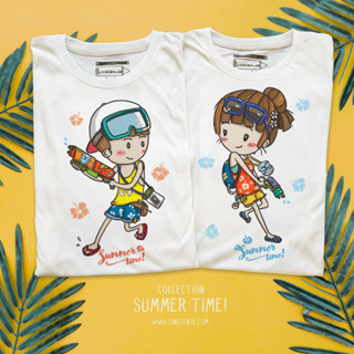 "Summer Time" Couple T-shirt เสื้อคู่ลายซัมเมอร์ Summer Girl &amp; Summer Boy เสื้อยืดคุณภาพ เสื้อครอบครัว สั่งแยกได้