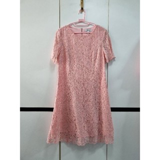 2nd MIX Dress คอกลม ผ้าลูกไม้ สีชมพูหวาน ๆ